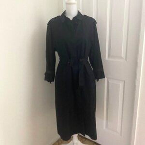 Miss Adone by Sanyo Vintage Black Trenchcoat Buckle Belt Epaulets Rain Size Sm
